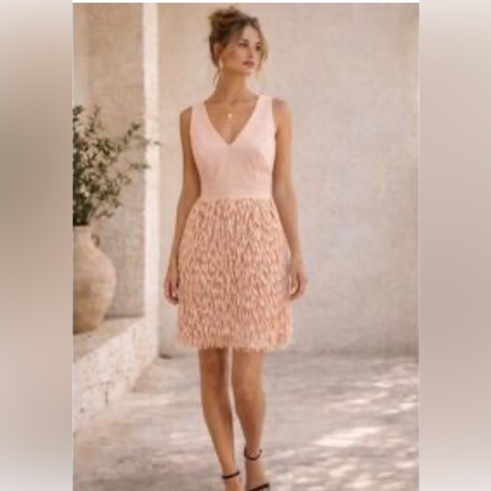 Aidan Matrix fringe dress blush 8